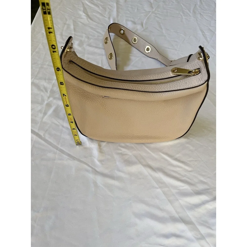 New Michael Kors Raven Medium Pebbled Leather Messenger Bag Light Pink Blush Hue